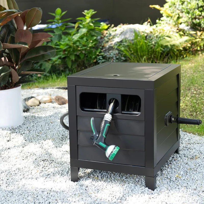 AQUAZILLA Durable Steel Garden Hose Storage Box Cabinet