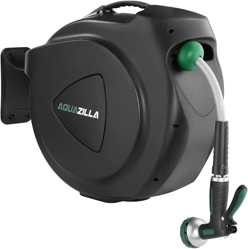 AQUAZILLA Retractable Garden Hose Reel, 120Ft x 1 2”